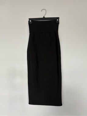House Of CB Long Black Fitted Skirt High Waisted Bodycon Minimalist Sculpting